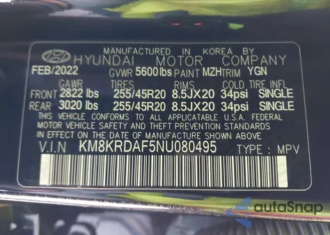 2022 Hyundai Ioniq 5 Limited z USA, uszkodzony, nr VIN KM8KRDAF5NU080495